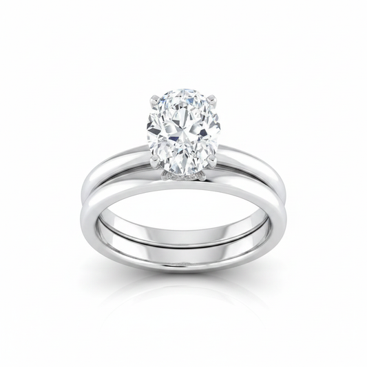 The Gilda Matching Wedding Band, Oval in 18K White Gold