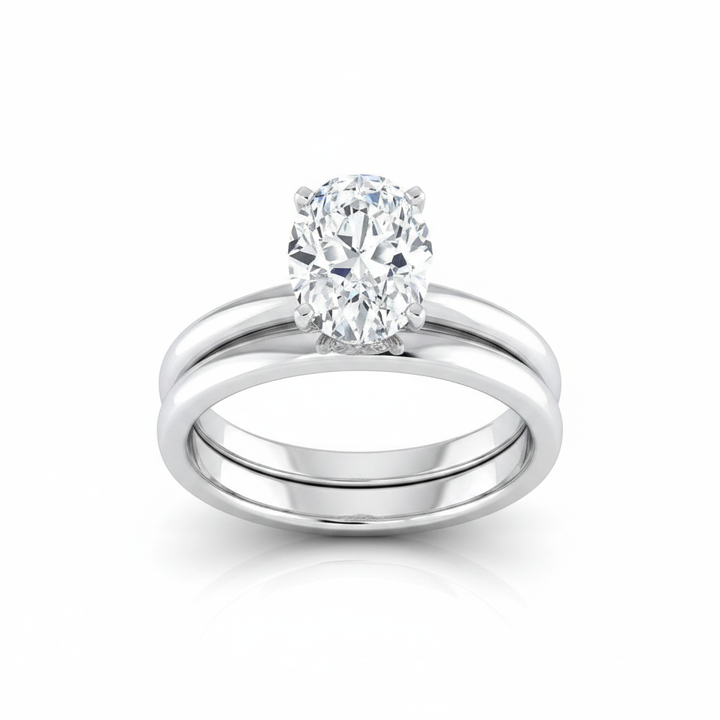 The Gilda Matching Wedding Band, Oval in 18K White Gold | RockHer