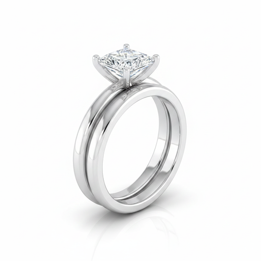 The Gilda Matching Wedding Band, Princess in 18K White Gold