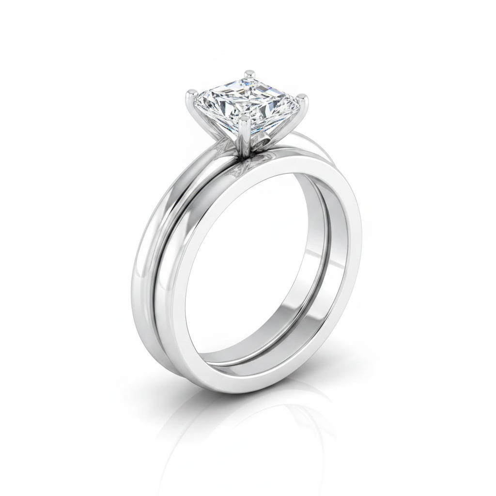 The Gilda Matching Wedding Band, Radiant in 18K White Gold