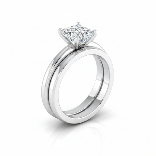 The Gilda Matching Wedding Band, Radiant in 18K White Gold