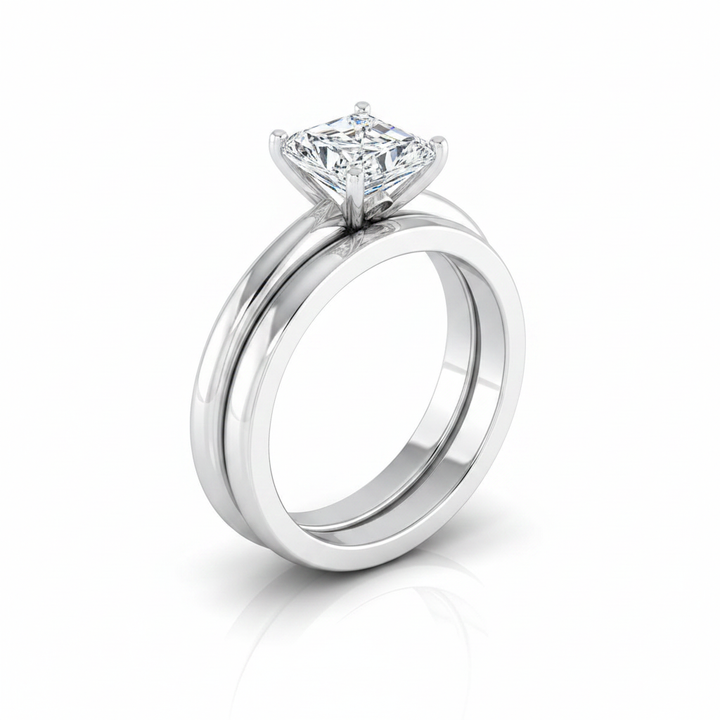 The Gilda Matching Wedding Band, Radiant in 18K White Gold | RockHer