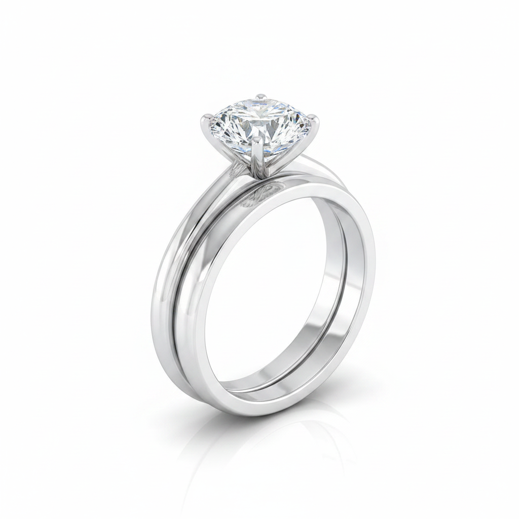 The Gilda Matching Wedding Band, Round in 18K White Gold