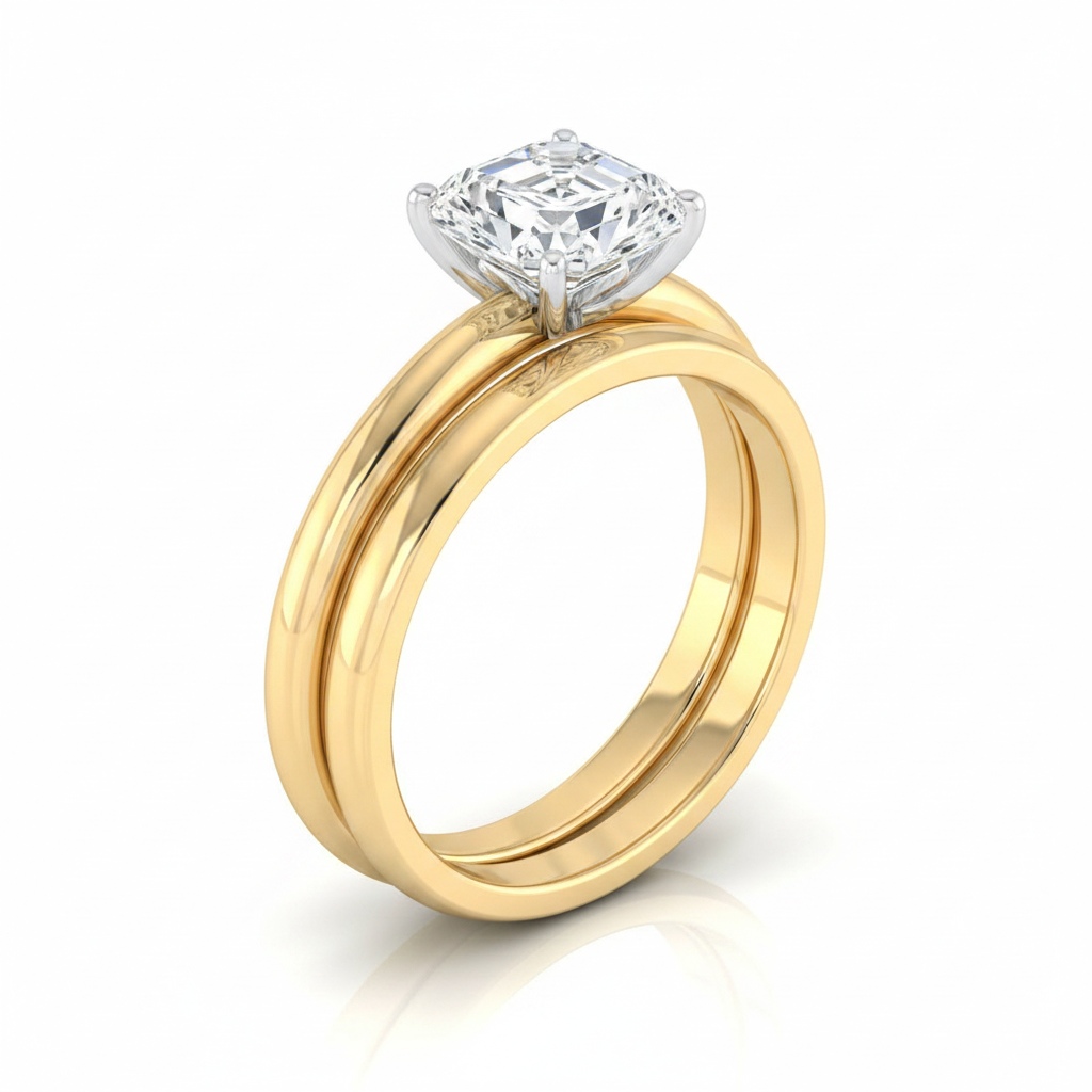 The Gilda Matching Wedding Band, Asscher in 18K Yellow Gold