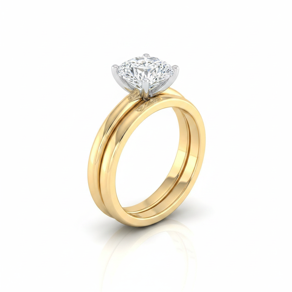 The Gilda Matching Wedding Band, Cushion in 18K Yellow Gold