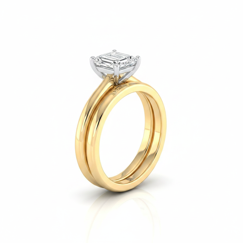 The Gilda Matching Wedding Band, Emerald in 18K Yellow Gold