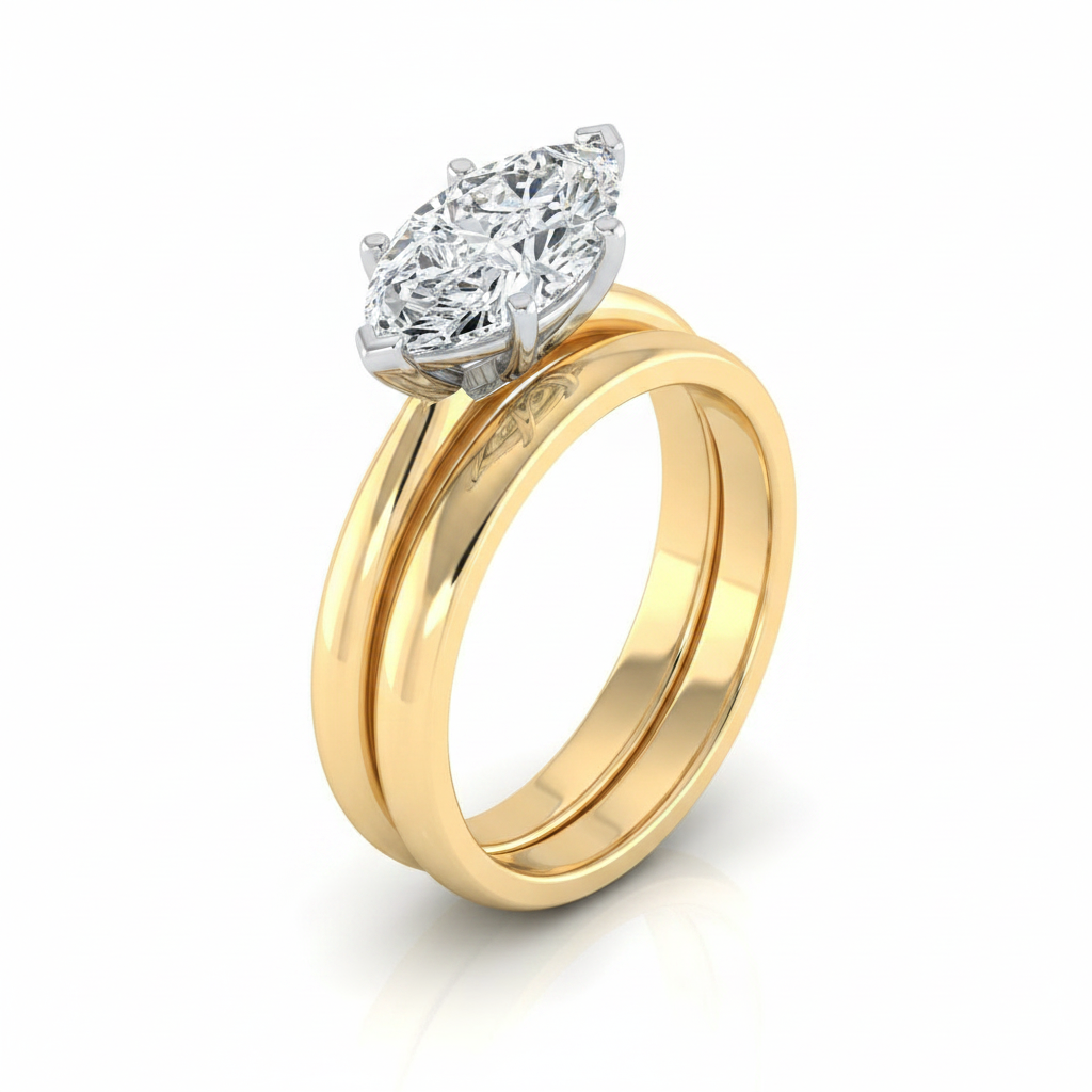 The Gilda Matching Wedding Band, Marquise in 18K Yellow Gold