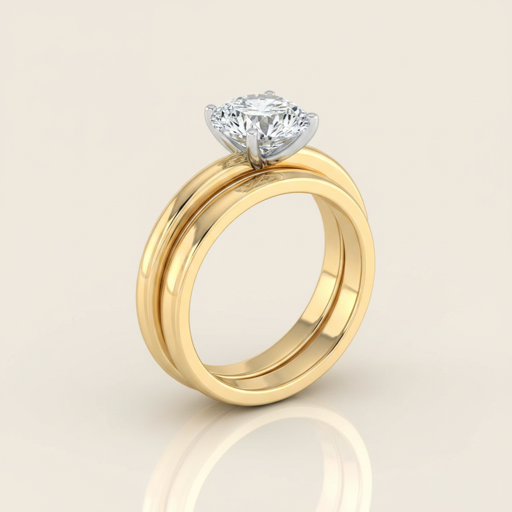 The Gilda Matching Wedding Band, Round in 18K Yellow Gold