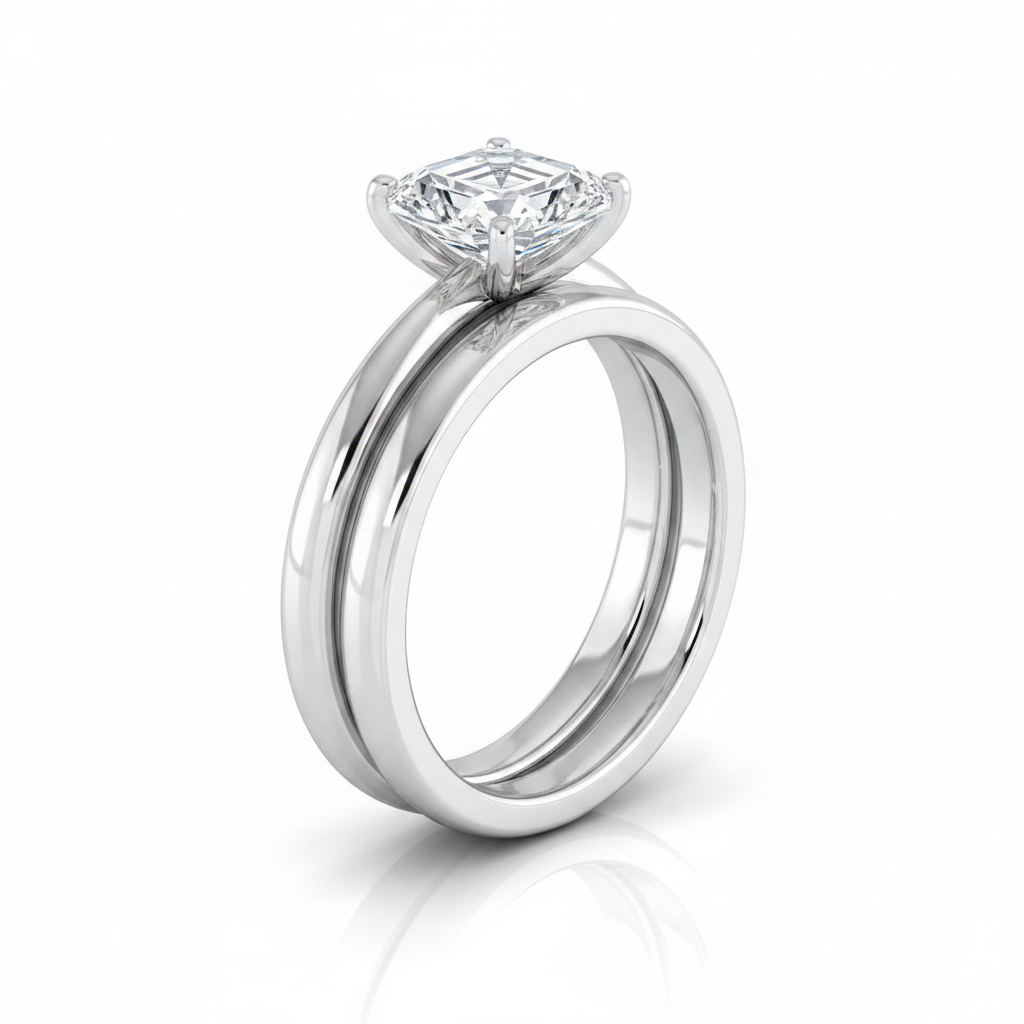 The Gilda Matching Wedding Band, Asscher in Platinum