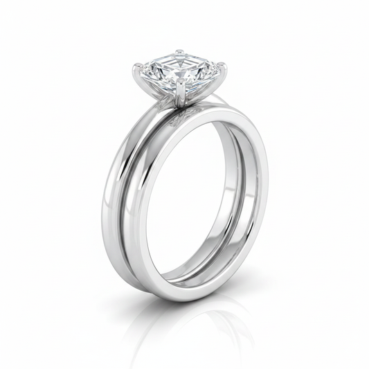 The Gilda Matching Wedding Band, Asscher in Platinum