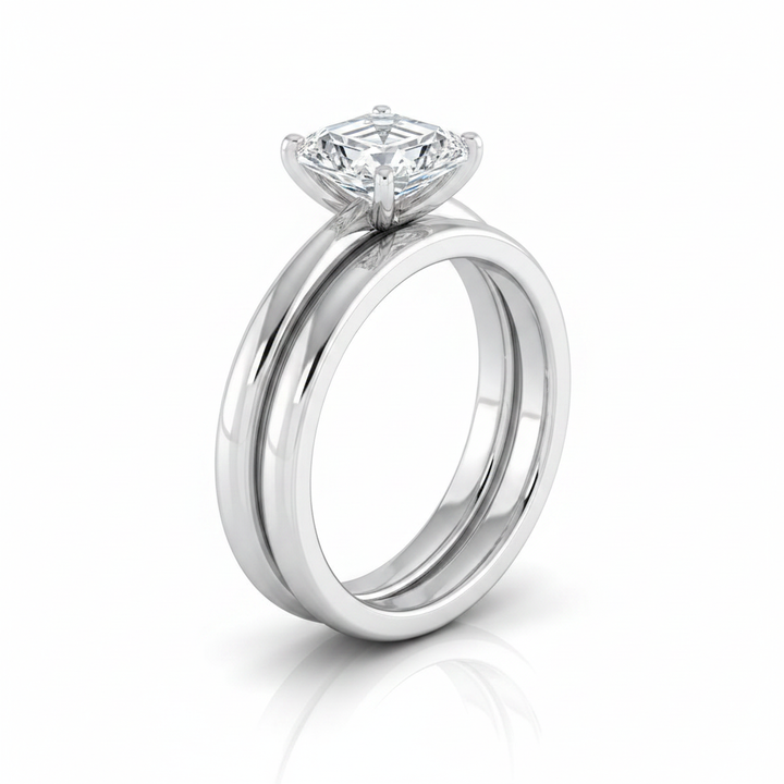 The Gilda Matching Wedding Band, Asscher in Platinum | RockHer