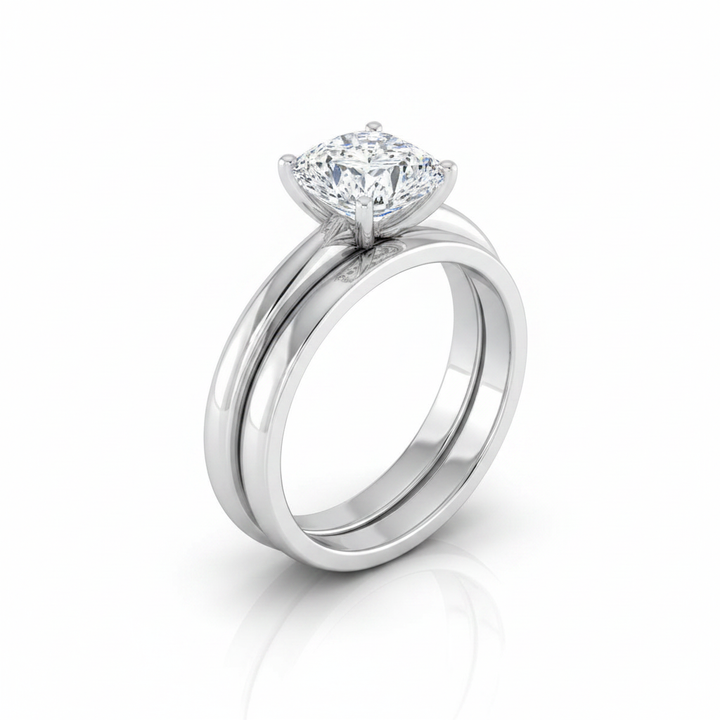 The Gilda Matching Wedding Band, Cushion in Platinum | RockHer