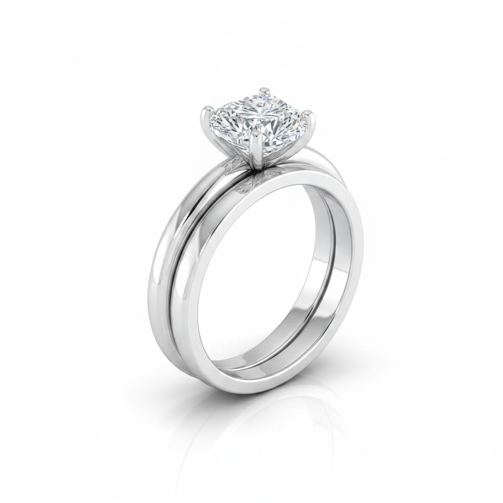 The Gilda Matching Wedding Band, Heart in Platinum