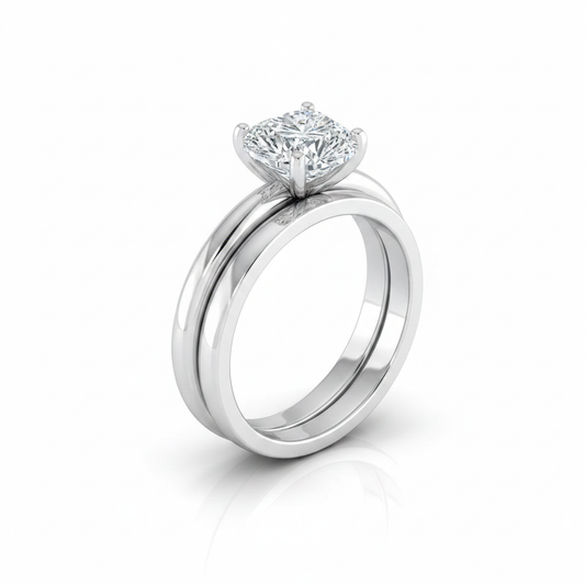 The Gilda Matching Wedding Band, Heart in Platinum