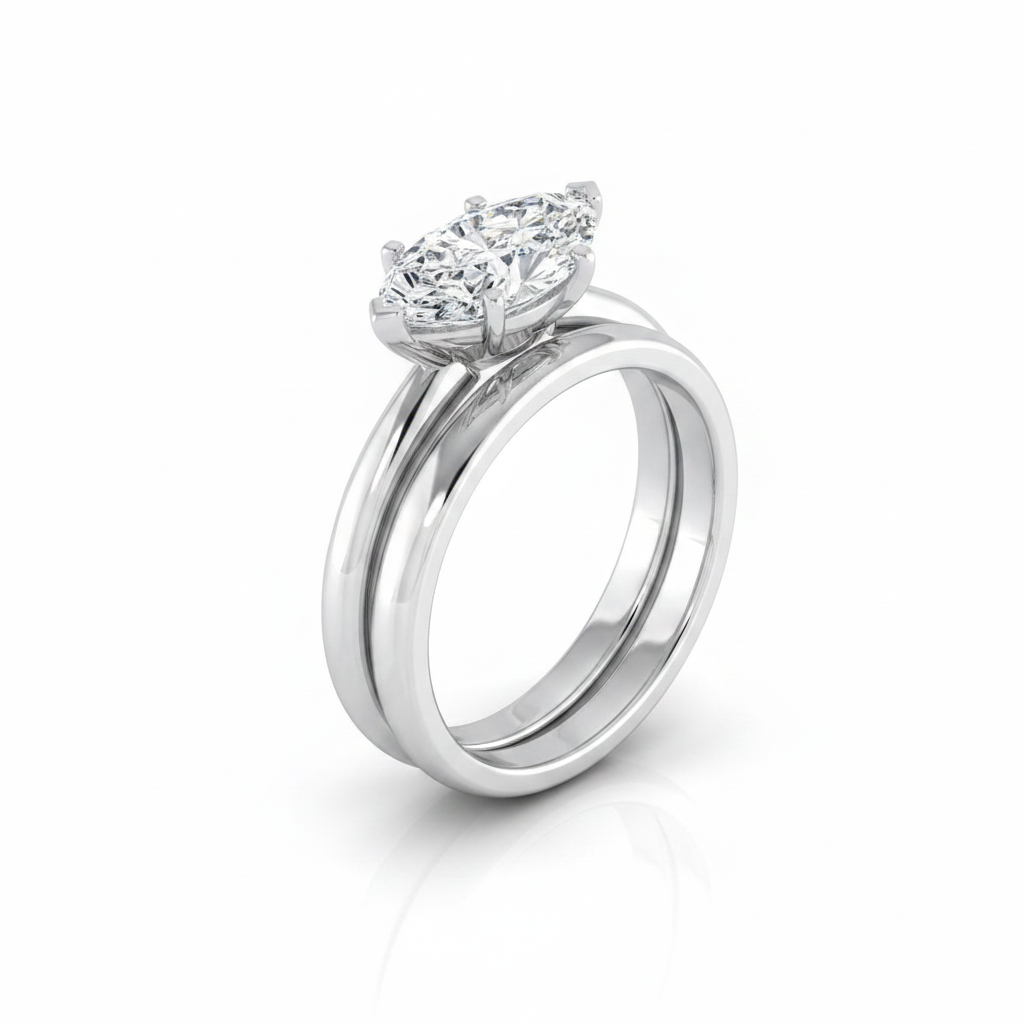 The Gilda Matching Wedding Band, Marquise in Platinum