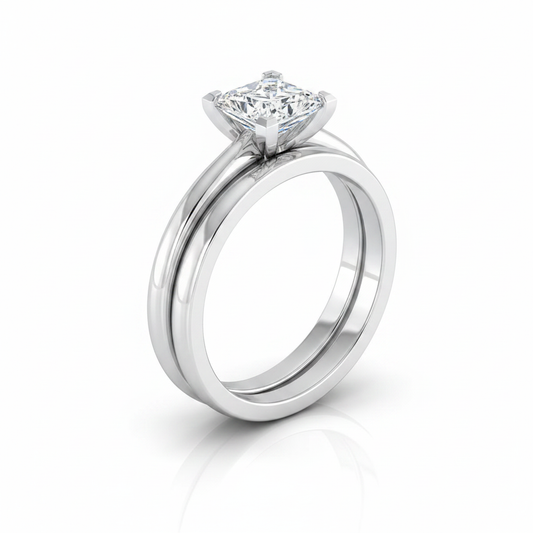 The Gilda Matching Wedding Band, Princess in Platinum