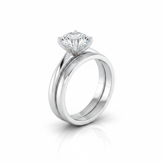 The Giovanna Matching Wedding Band, Round in 18K White Gold