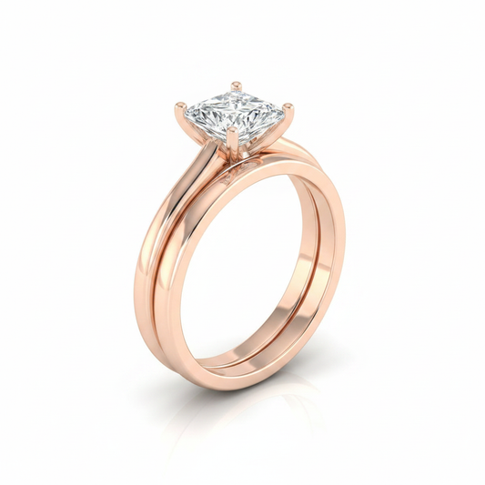 The Gladys Matching Wedding Band, Princess in 14K Rose Gold