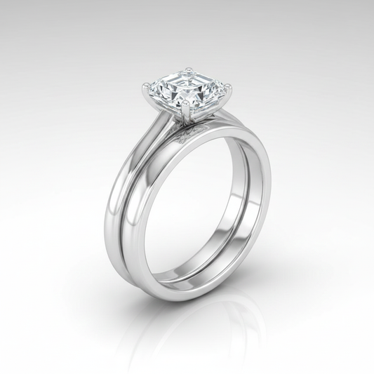 The Gladys Matching Wedding Band, Asscher in 18K White Gold