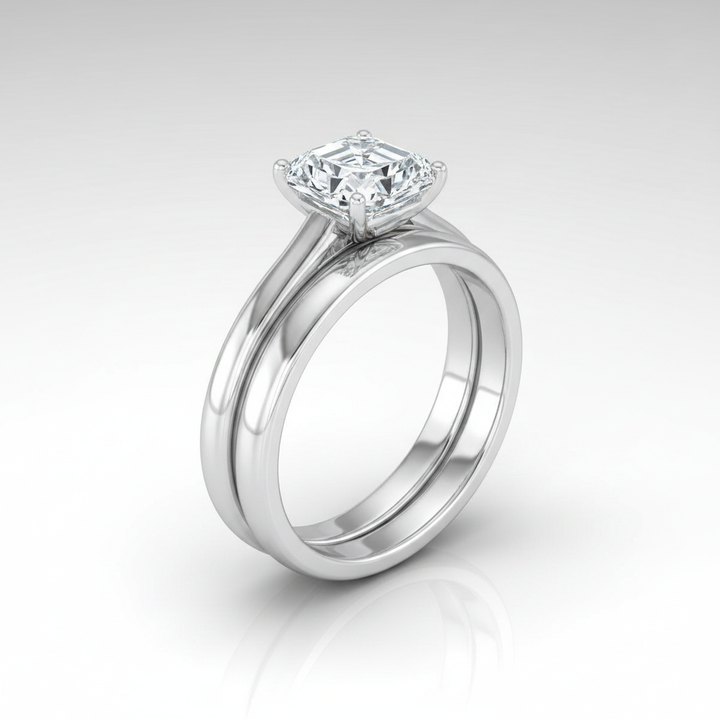 The Gladys Matching Wedding Band, Asscher in 18K White Gold | RockHer
