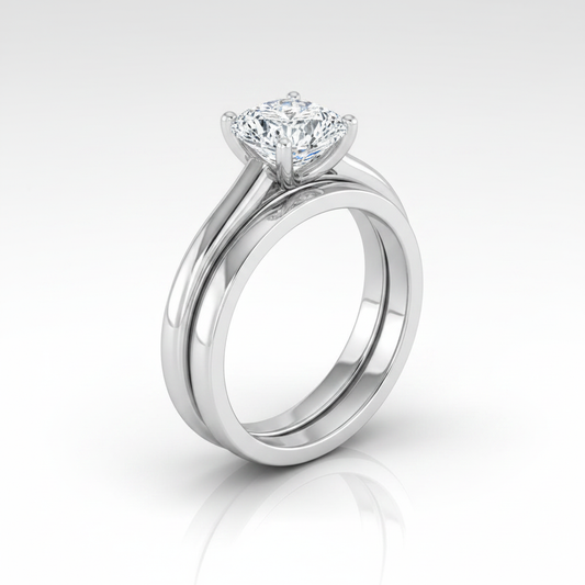 The Gladys Matching Wedding Band, Cushion in 18K White Gold