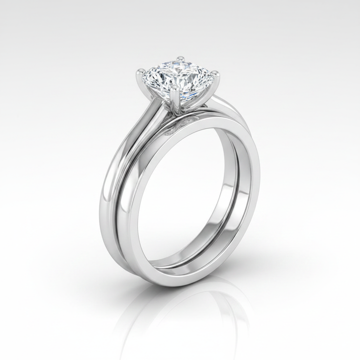 The Gladys Matching Wedding Band, Cushion in 18K White Gold | RockHer