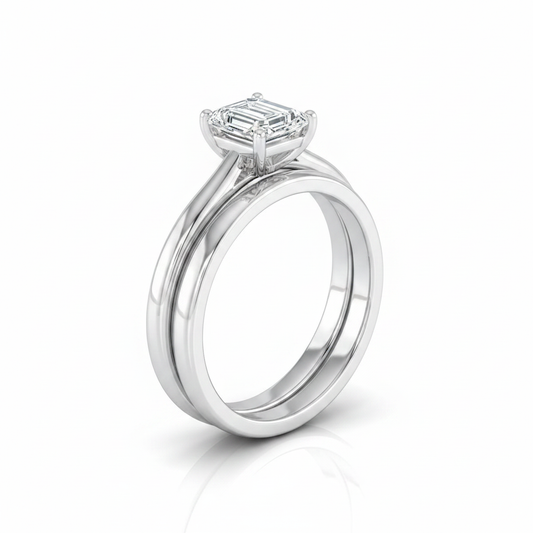 The Gladys Matching Wedding Band, Emerald in 18K White Gold