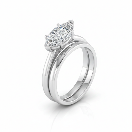The Gladys Matching Wedding Band, Marquise in 18K White Gold