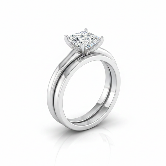 The Gladys Matching Wedding Band, Princess in 18K White Gold