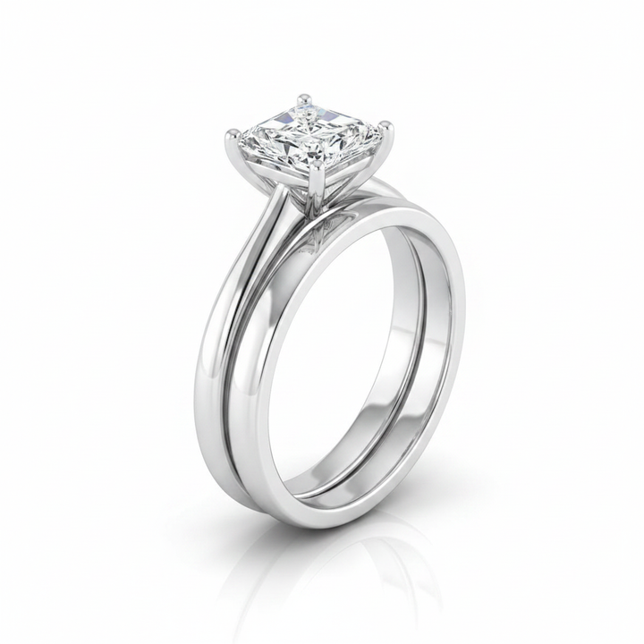 The Gladys Matching Wedding Band, Radiant in 18K White Gold | RockHer