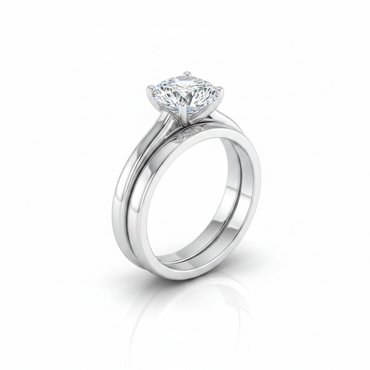 The Gladys Matching Wedding Band, Round in 18K White Gold