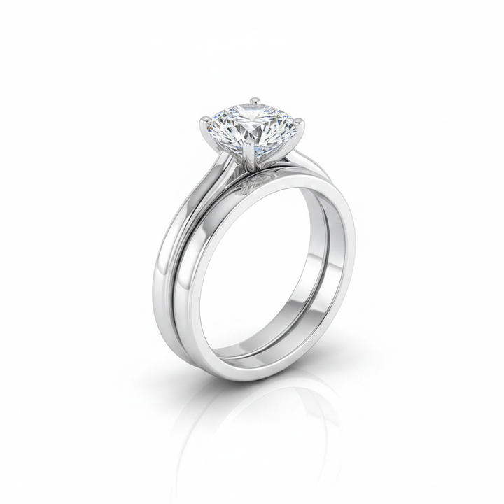 The Gladys Matching Wedding Band, Round in 18K White Gold | RockHer