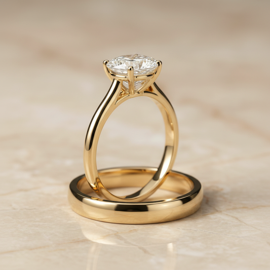 The Gladys Matching Wedding Band, Oval in 18K Yellow Gold