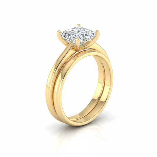 The Gladys Matching Wedding Band, Radiant in 18K Yellow Gold