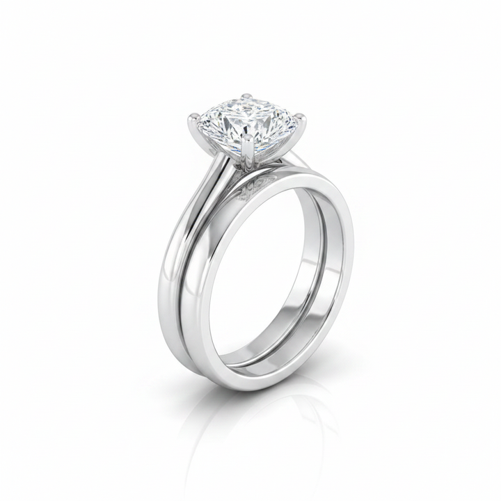 The Gladys Matching Wedding Band, Cushion in Platinum | RockHer