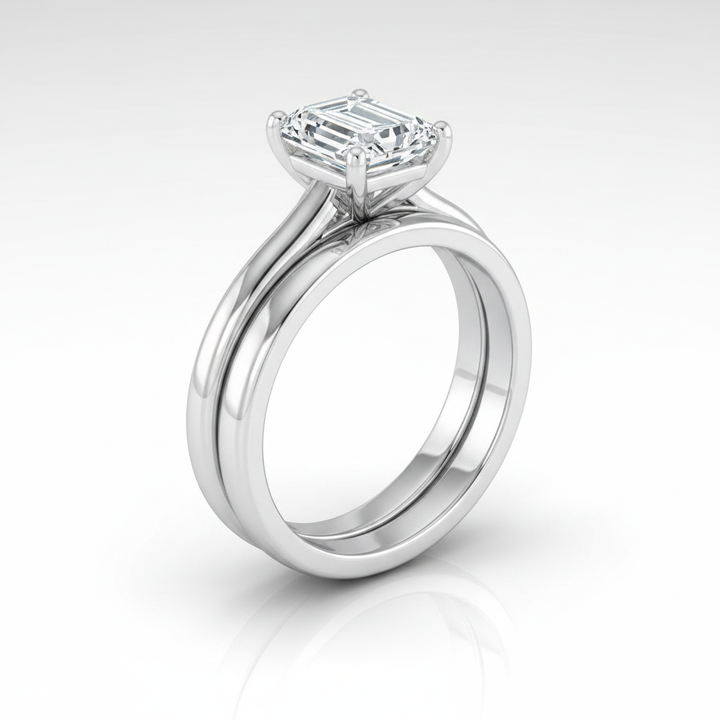The Gladys Matching Wedding Band, Emerald in Platinum | RockHer