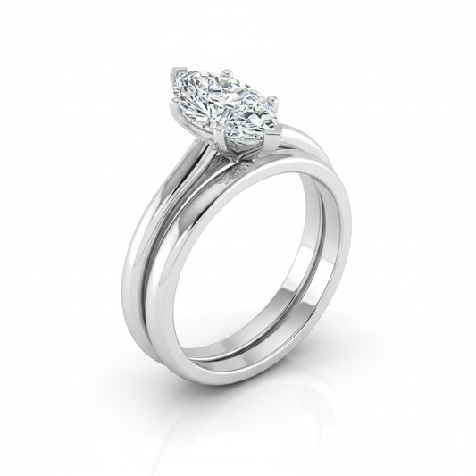 The Gladys Matching Wedding Band, Marquise in Platinum