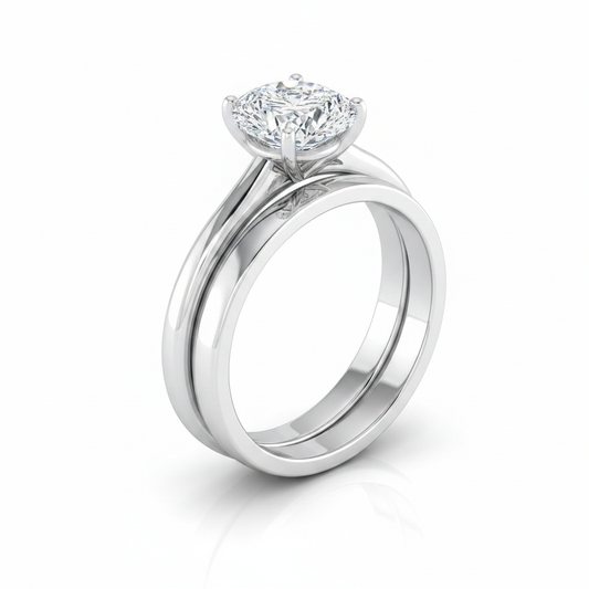 The Gladys Matching Wedding Band, Pear in Platinum