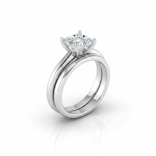 The Gladys Matching Wedding Band, Princess in Platinum