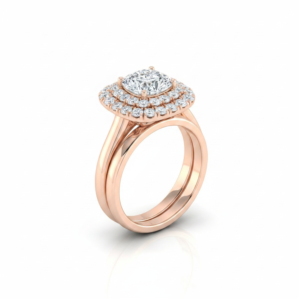 The Goldy Matching Wedding Band, Cushion in 14K Rose Gold