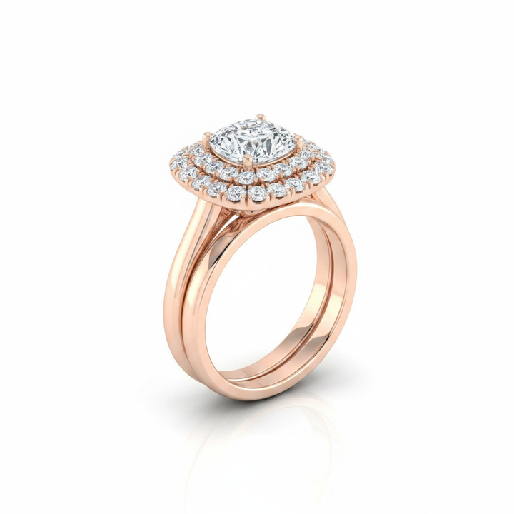 The Goldy Matching Wedding Band, Cushion in 14K Rose Gold