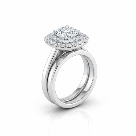 The Goldy Matching Wedding Band, Cushion in 18K White Gold