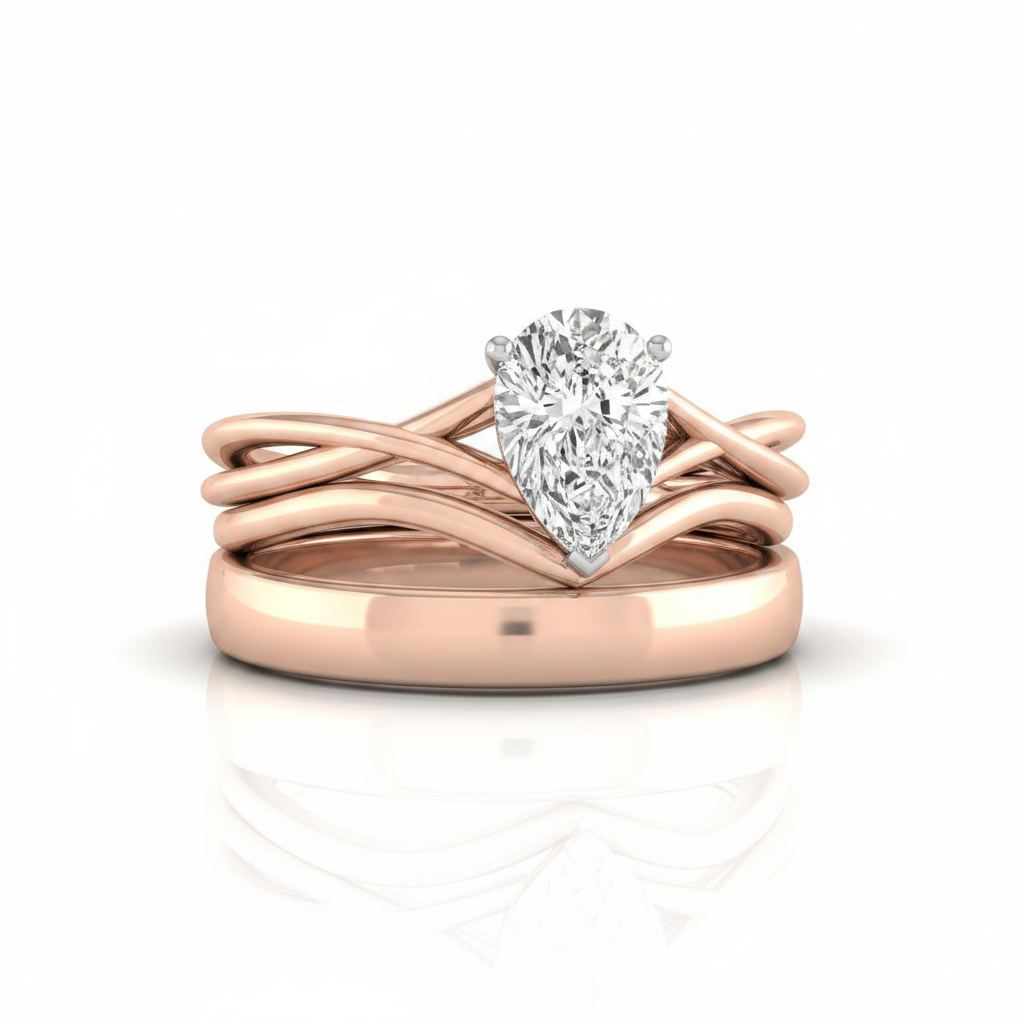 The Grace Matching Wedding Band, Princess in 14K Rose Gold
