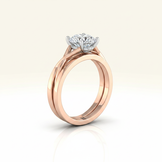 The Grace Matching Wedding Band, Round in 14K Rose Gold
