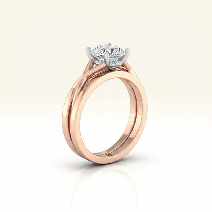 The Grace Matching Wedding Band, Round in 14K Rose Gold | RockHer