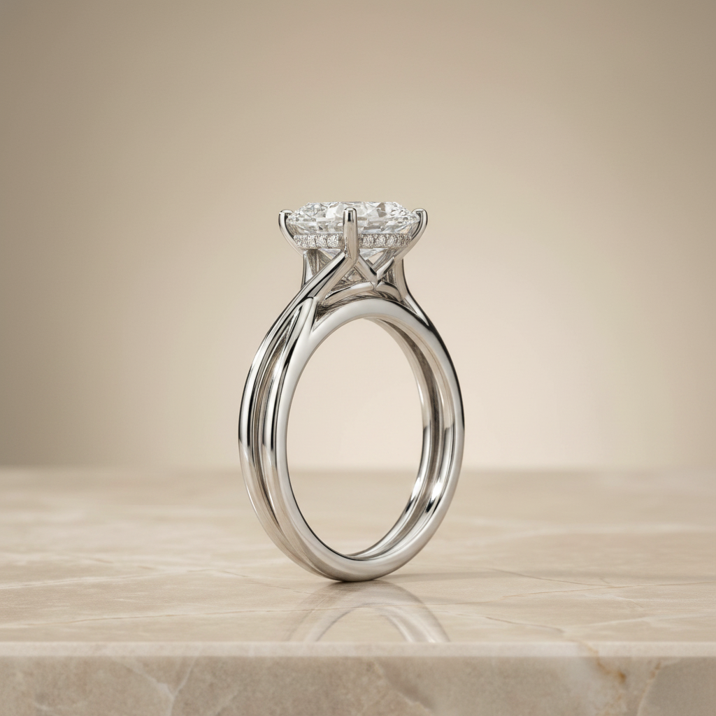 The Grace Matching Wedding Band, Oval in 18K White Gold
