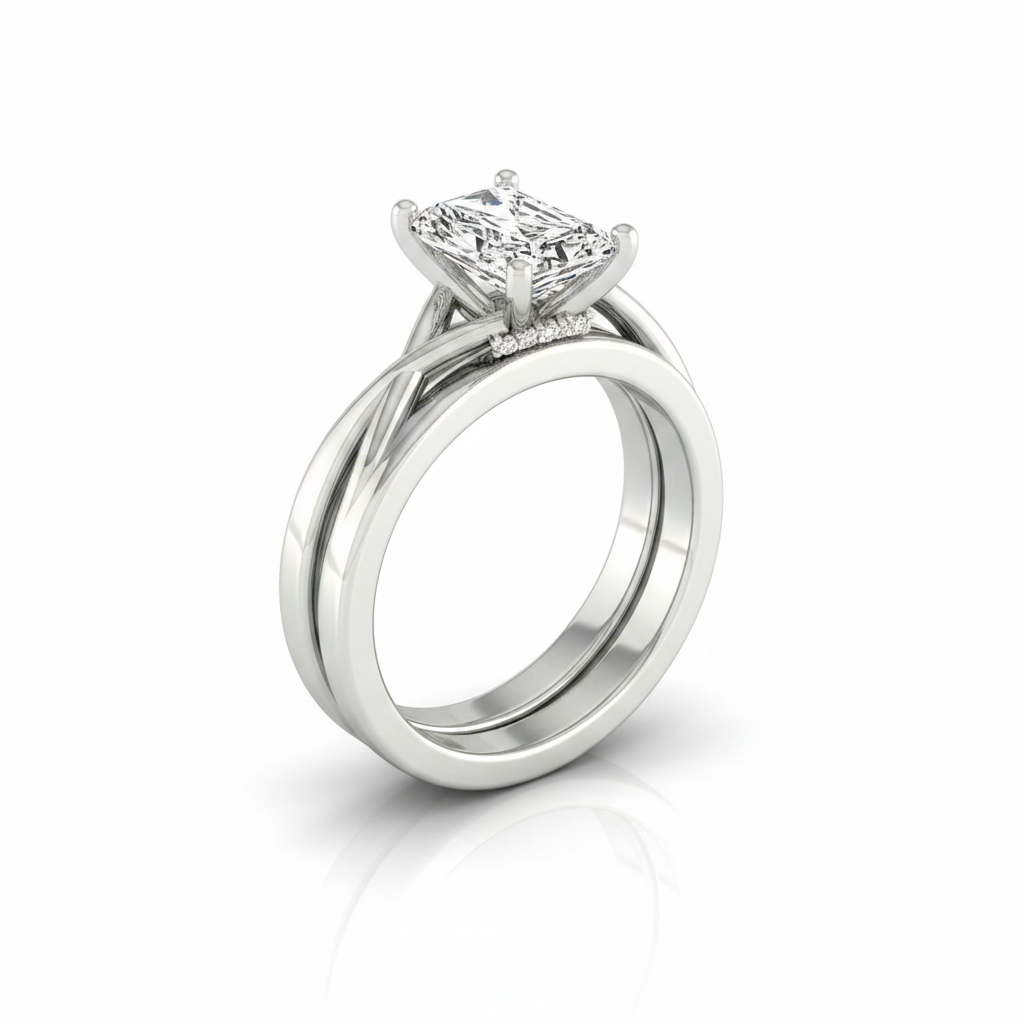The Grace Matching Wedding Band, Radiant in 18K White Gold