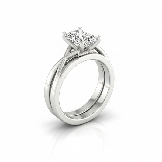 The Grace Matching Wedding Band, Radiant in 18K White Gold