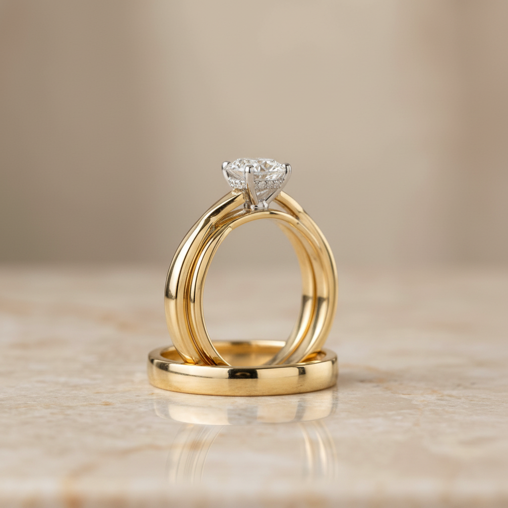 The Grace Matching Wedding Band, Oval in 18K Yellow Gold