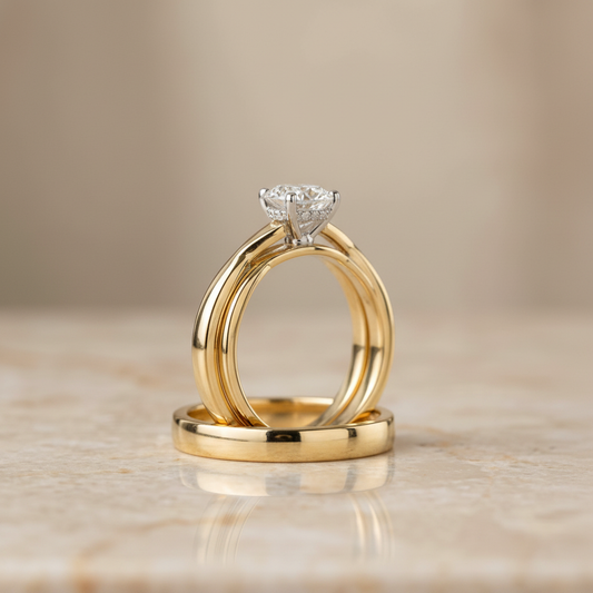 The Grace Matching Wedding Band, Oval in 18K Yellow Gold